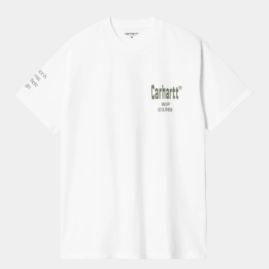 Carhartt WIP Men's Short Sleeve Home T-Shirt in White & Dollar Green