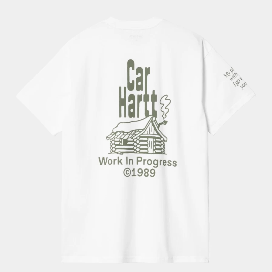Carhartt WIP Men's Short Sleeve Home T-Shirt in White & Dollar Green