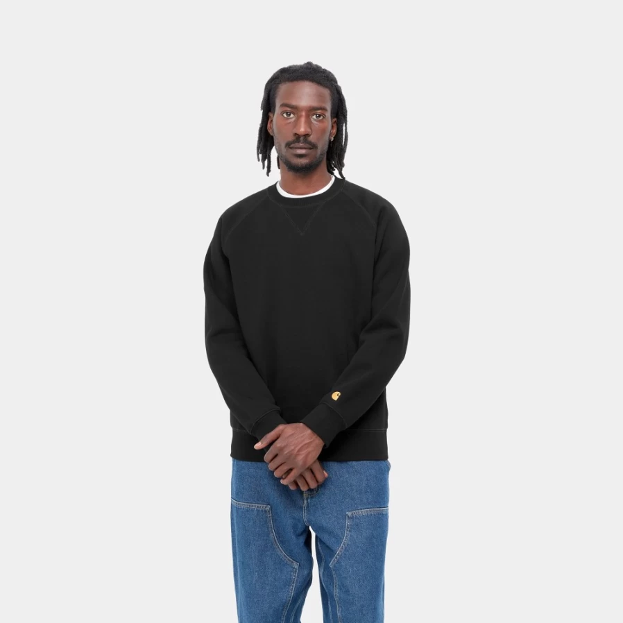Carhartt WIP Chase Sweatshirt for Men - Black & Gold Hooded Pullover