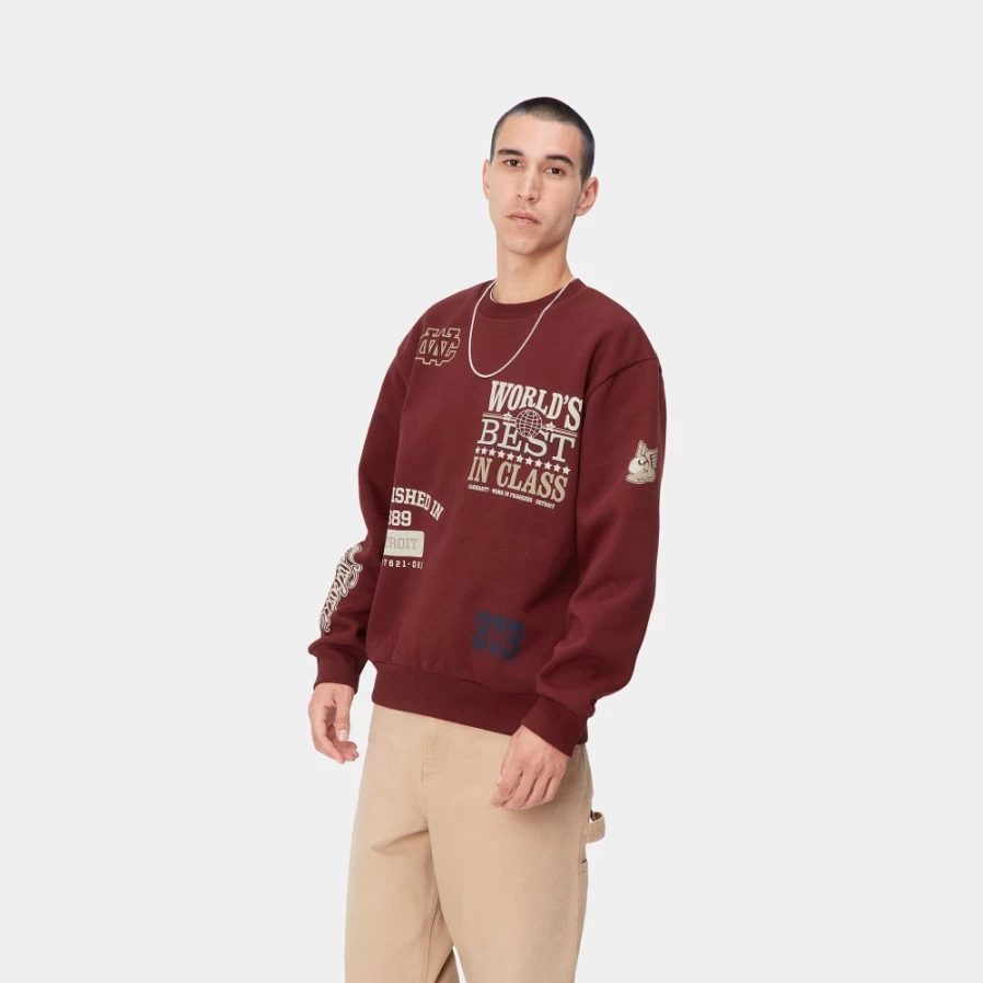 Carhartt WIP Men's Multi World Sweatshirt in Corvina - Premium Pullover Hoodie