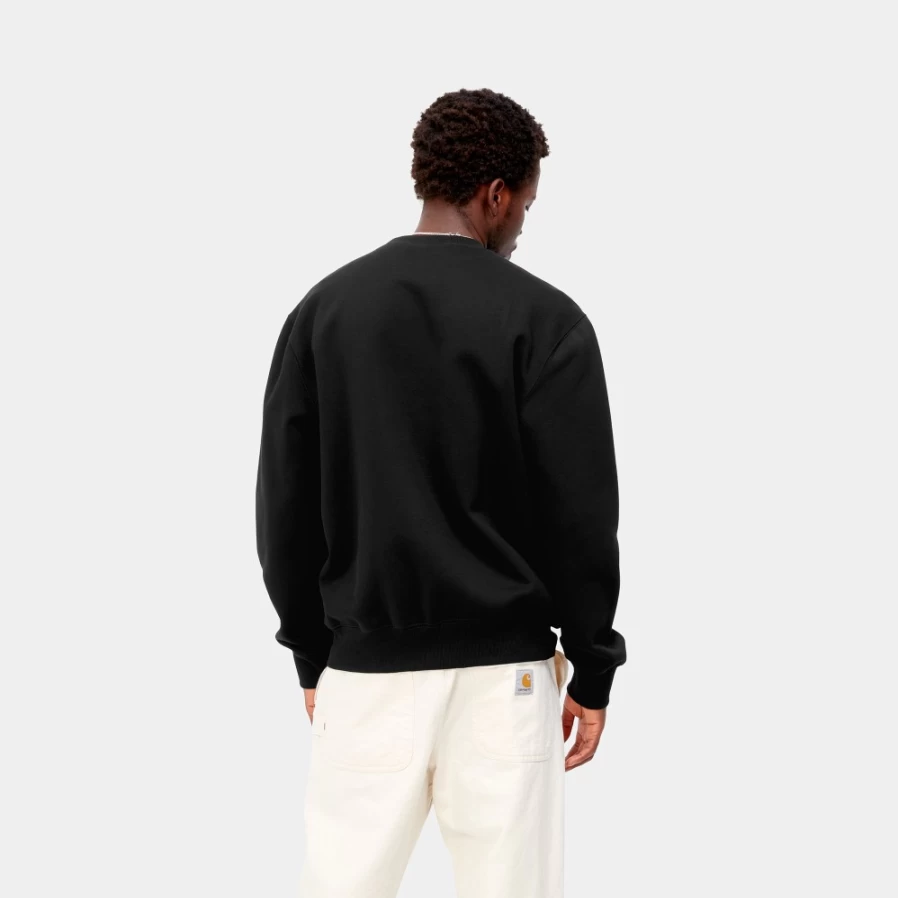 Carhartt WIP Men's Black Sweatshirt - Heavyweight Cotton Pullover Hoodie