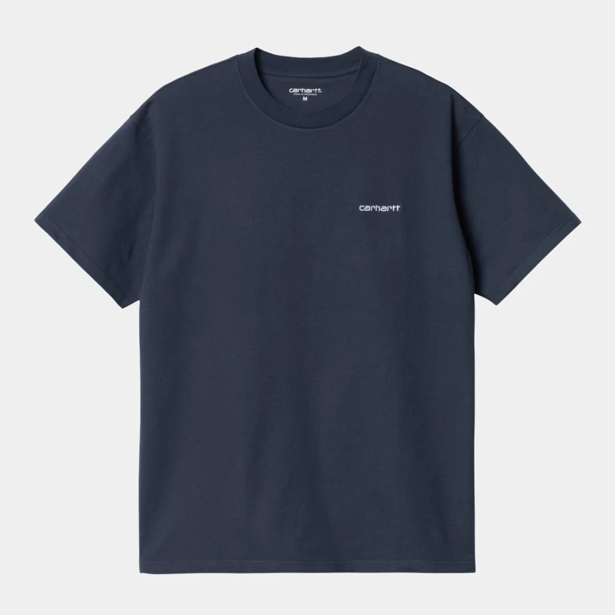 Carhartt WIP Men's Blue & White Script Embroidery Short Sleeve T-Shirt