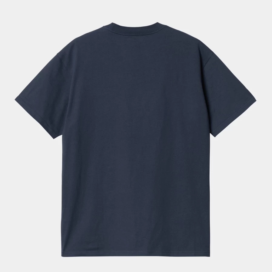 Carhartt WIP Men's Blue & White Script Embroidery Short Sleeve T-Shirt