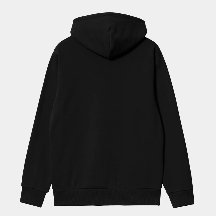 Carhartt WIP Men's Hooded Script Embroidery Sweatshirt - Black & White Pullover Fleece Hoodie