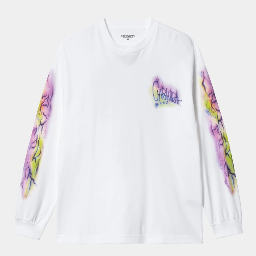 Carhartt WIP Men's White Long Sleeve Graphic T-Shirt - Babybrush Grin Design