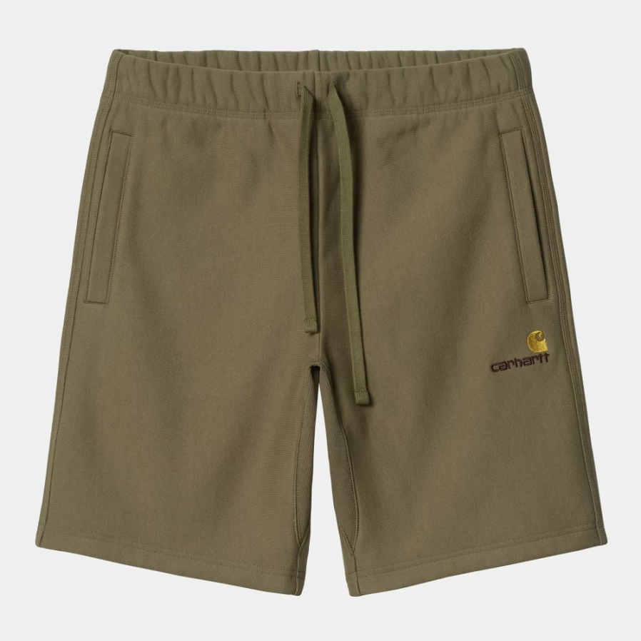 Carhartt WIP Men's American Script Sweat Shorts in Larch Green