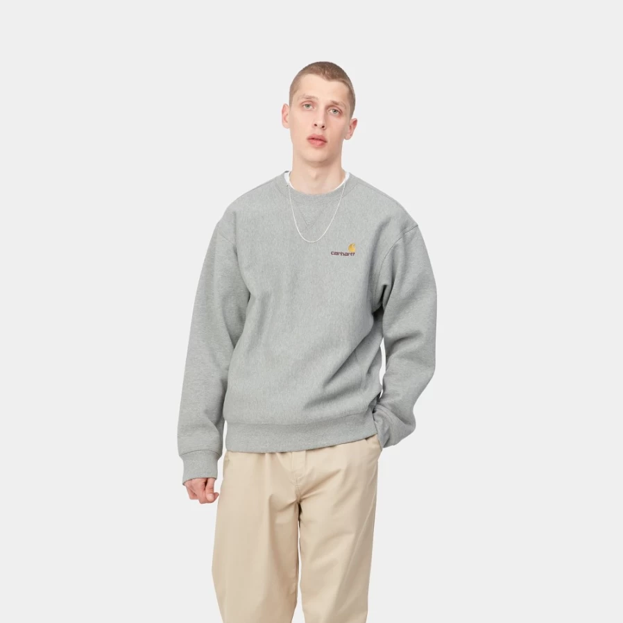 Carhartt WIP Men's American Script Sweatshirt in Grey Heather