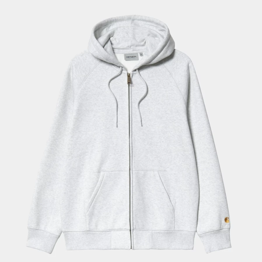 Carhartt WIP Men's Hooded Chase Jacket in Ash Heather & Gold Color