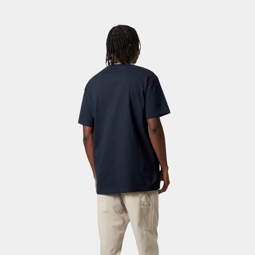 Carhartt WIP Men's S/S Chase T-Shirt in Dark Navy & Gold - Classic Cotton Tee