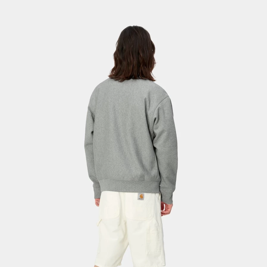 Carhartt WIP Men's Grey Heather Half Zip American Script Sweatshirt