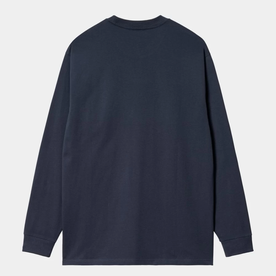 Carhartt WIP Men's Blue & White Script Embroidery Long Sleeve T-Shirt