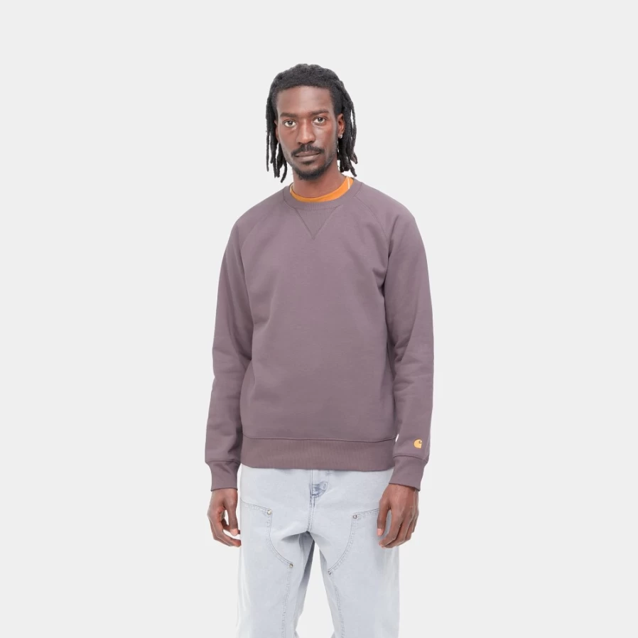 Carhartt WIP Men's Chase Sweatshirt in Misty Thistle & Gold Color