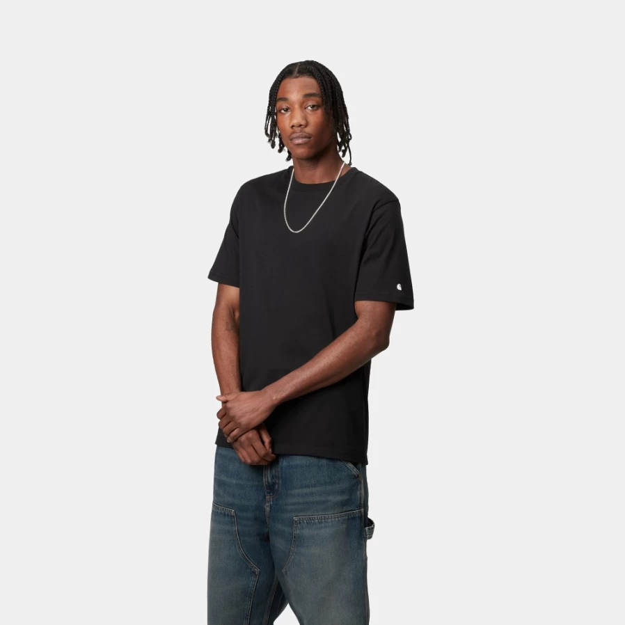 Carhartt WIP Men's Short Sleeve Base T-Shirt - Black & White Essential Crewneck Tee