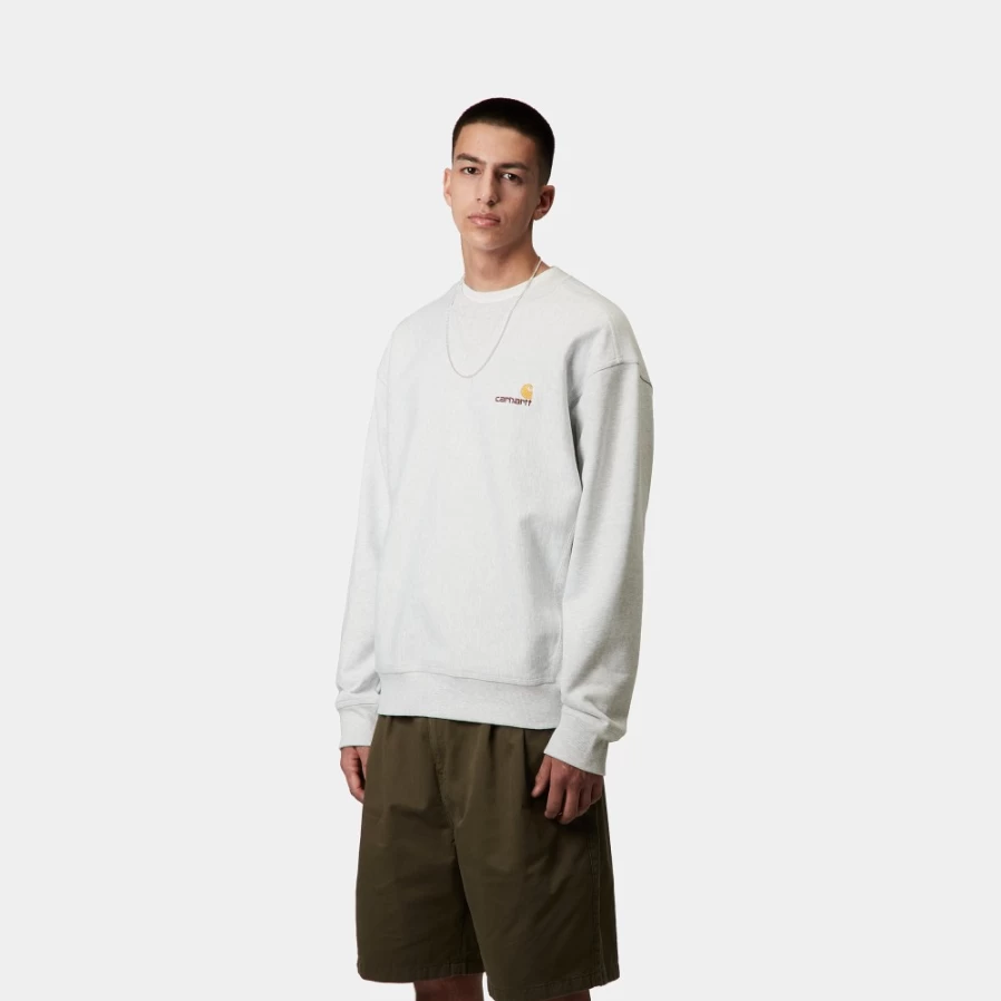 Carhartt WIP Men's American Script Sweatshirt in Ash Heather - Vintage-Inspired Pullover