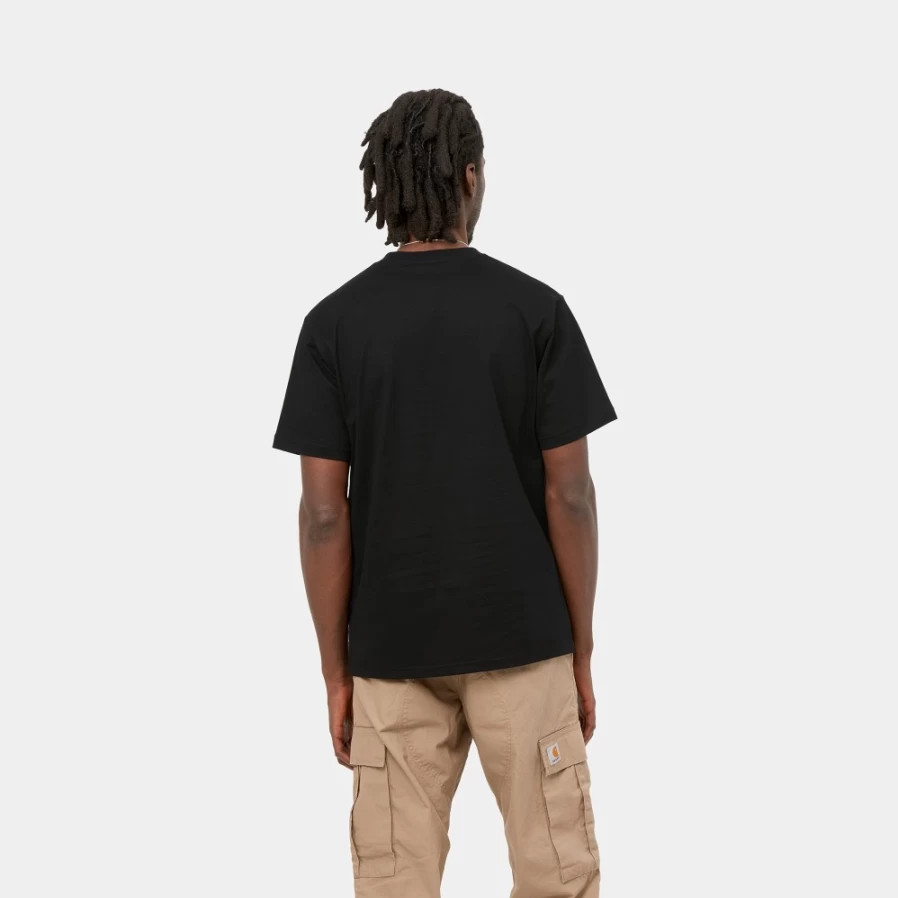 Carhartt WIP Men's S/S University T-Shirt - Black & White Cotton Crewneck Tee