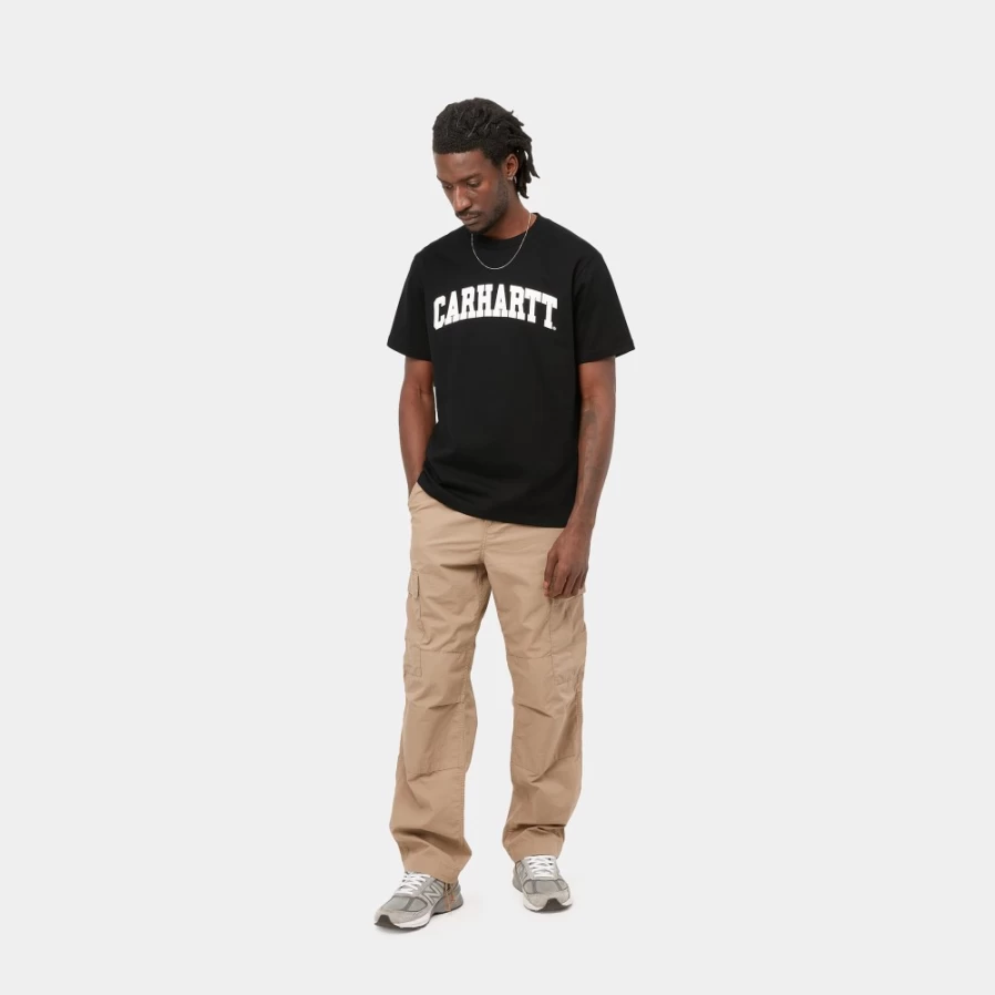 Carhartt WIP Men's S/S University T-Shirt - Black & White Cotton Crewneck Tee