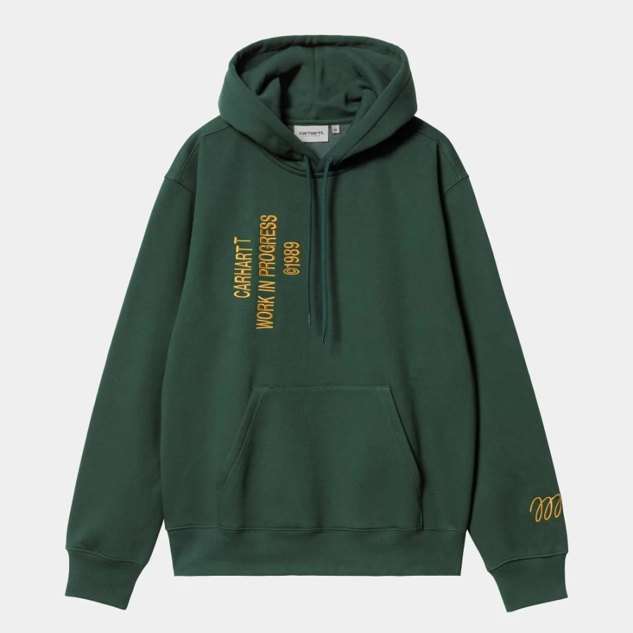 Carhartt WIP Men's Discovery Green Hooded Signature Sweatshirt