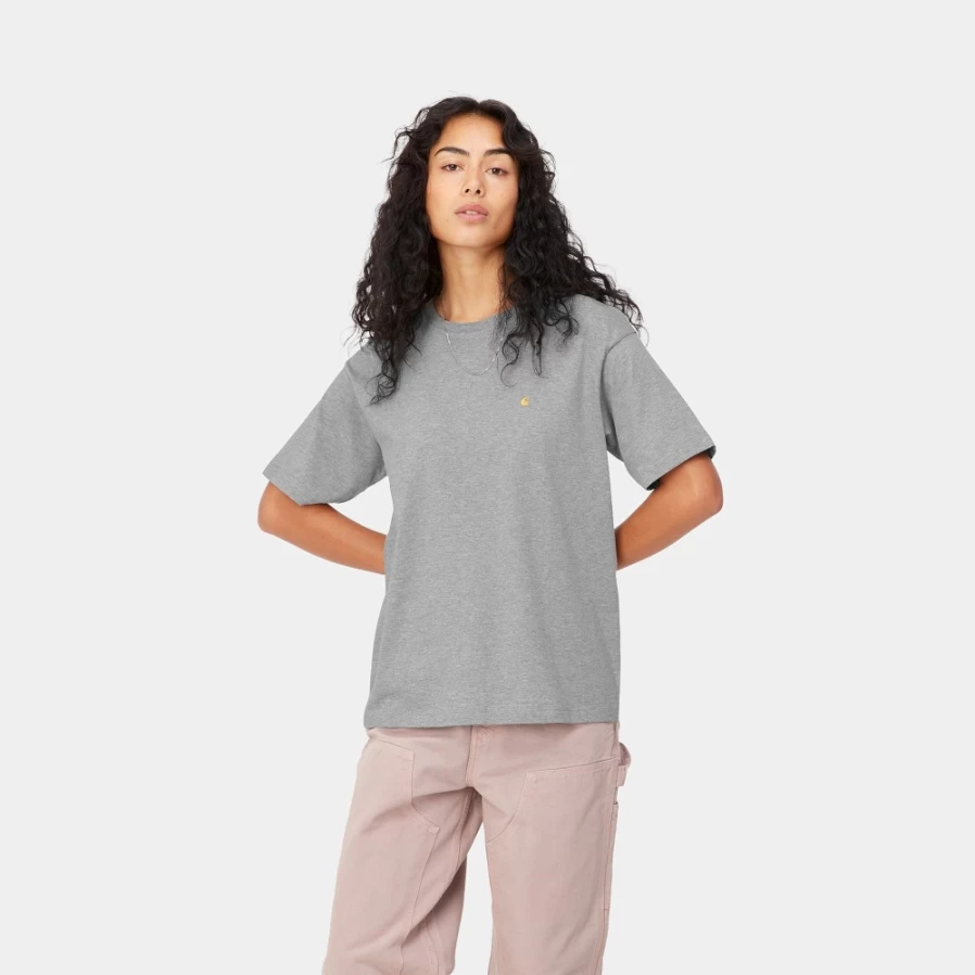 Carhartt WIP Women's Chase Short Sleeve T-Shirt - Grey Heather & Gold