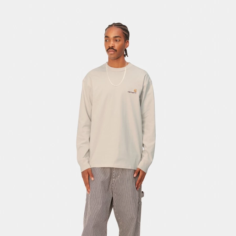 Carhartt WIP Men's Long Sleeve American Script T-Shirt in Natural