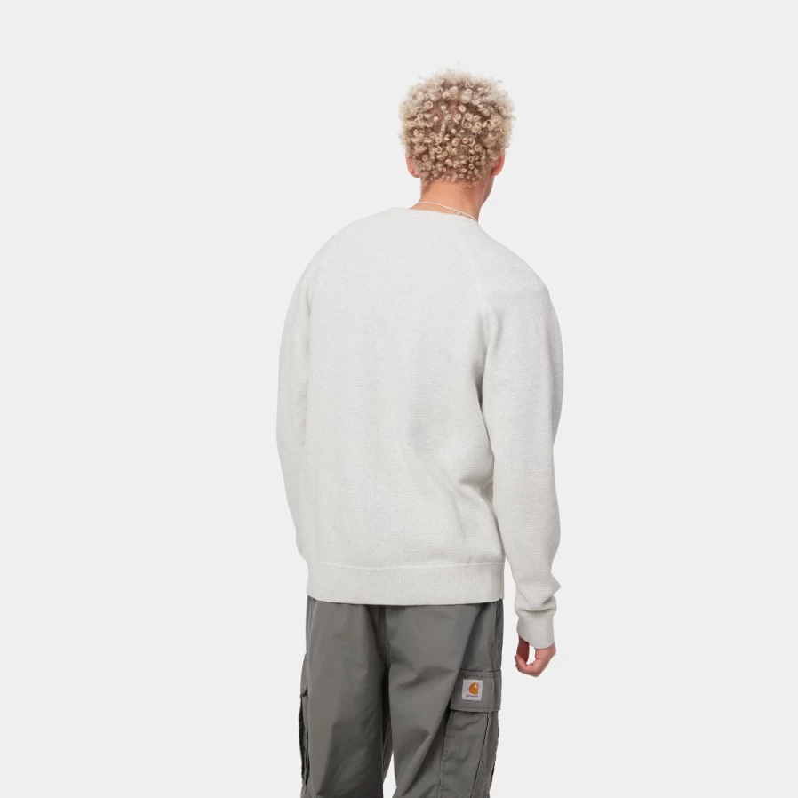 Carhartt WIP Men's Chase Sweater in Ash Heather & Gold - Classic Knit Pullover