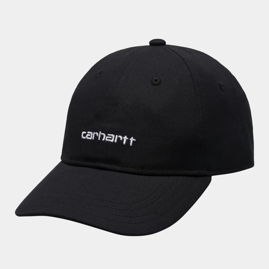 Carhartt WIP Canvas Script Cap - Black & White Adjustable Dad Hat
