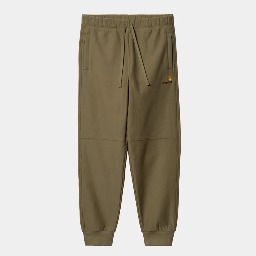 Carhartt WIP Men's American Script Jogging Pants in Larch Green - Comfortable Athletic Sweatpants