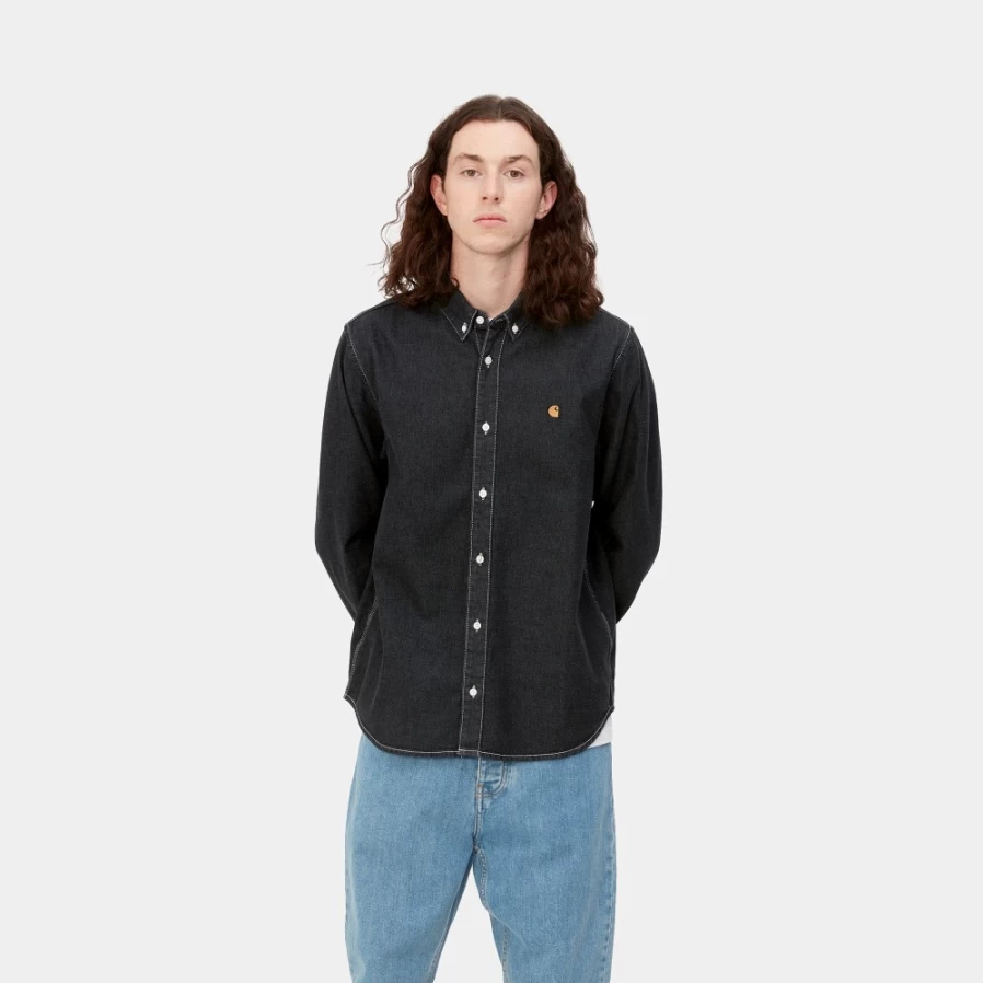 Carhartt WIP Men's Black Long Sleeve Weldon Shirt