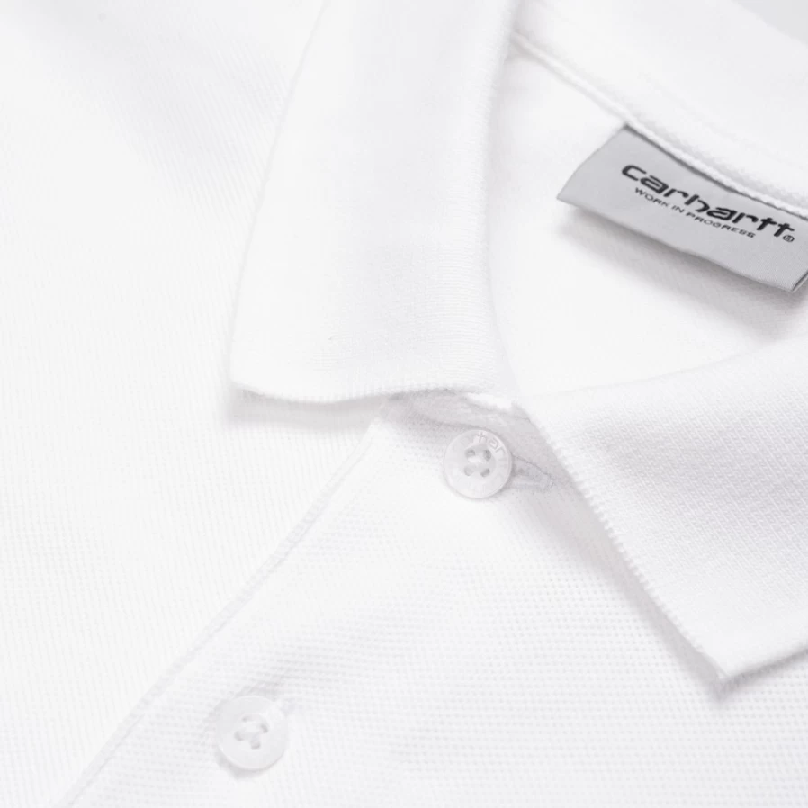 Carhartt WIP Men's S/S Chase Pique Polo Shirt - White & Gold Color