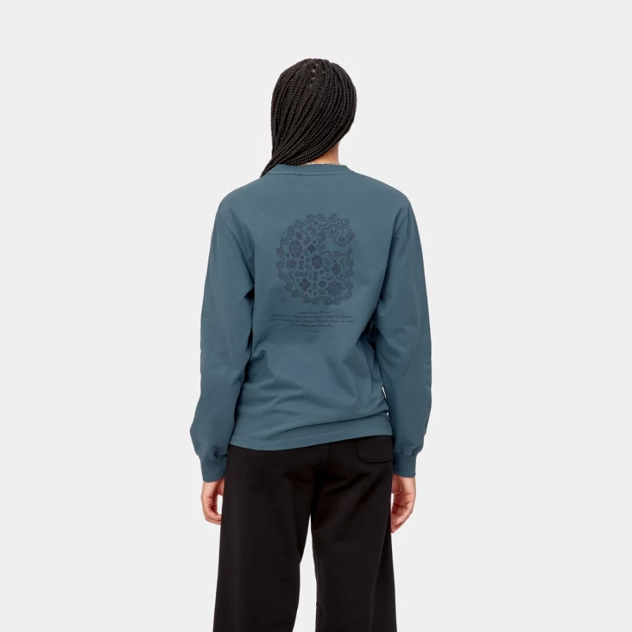 Carhartt WIP Women's Long Sleeve Verse T-Shirt in Storm Blue & Enzian