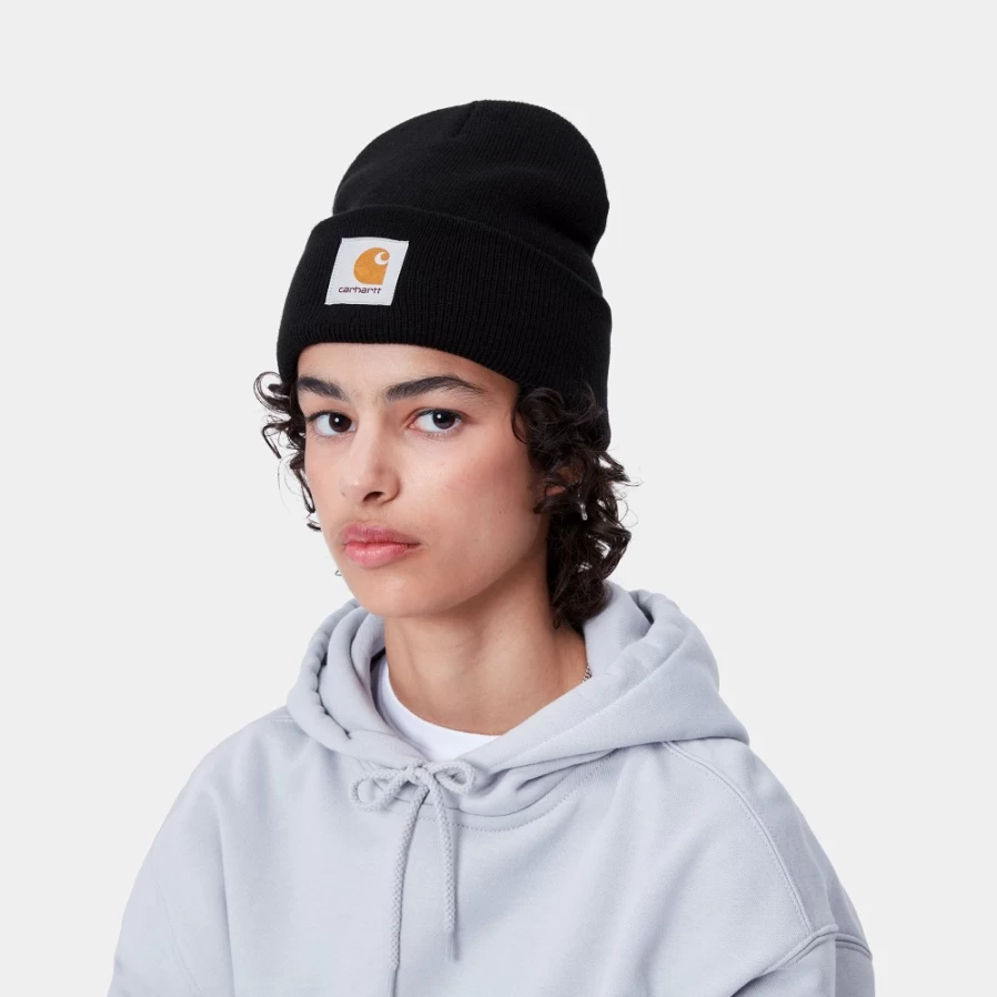 Carhartt WIP Black Short Watch Hat - Durable Men's & Women's Adjustable Baseball Cap