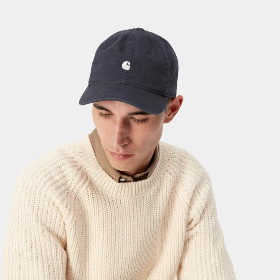 Carhartt WIP Madison Logo Cap - Dark Navy Wax Cotton Baseball Hat