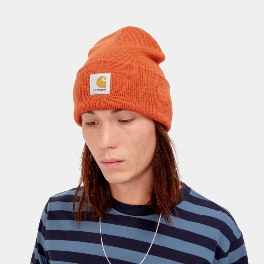 Carhartt WIP Acrylic Watch Hat in Brick Color - Warm Knit Beanie for Men & Women