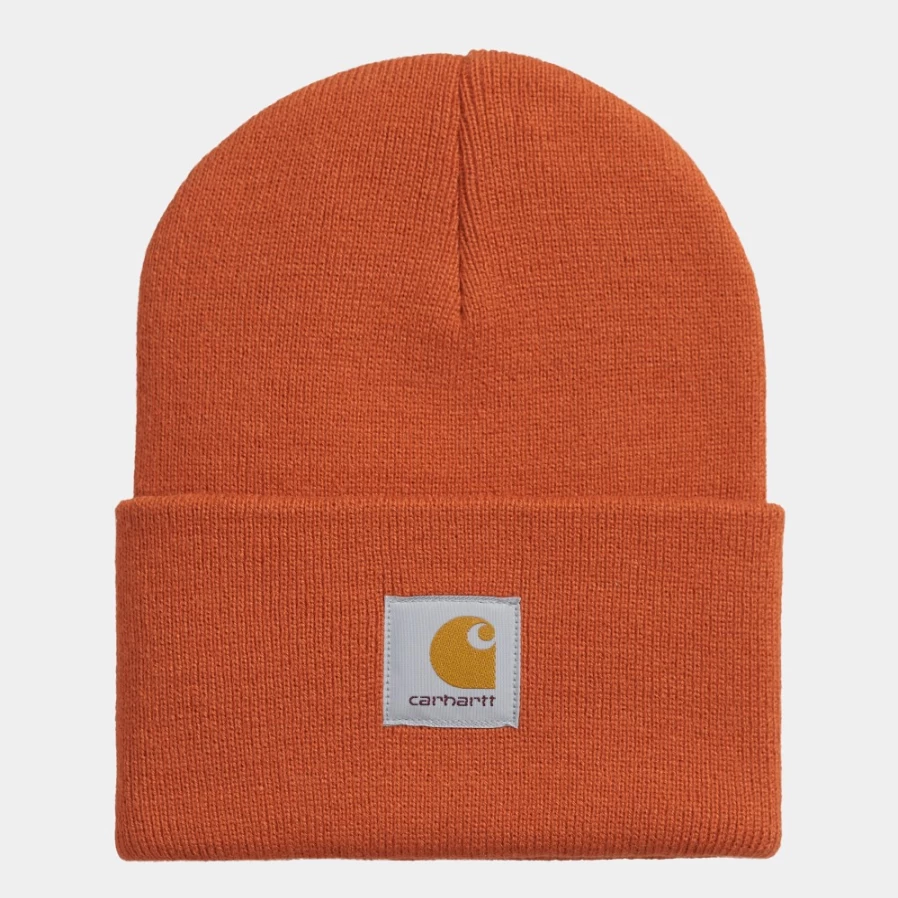 Carhartt WIP Acrylic Watch Hat in Brick Color - Warm Knit Beanie for Men & Women