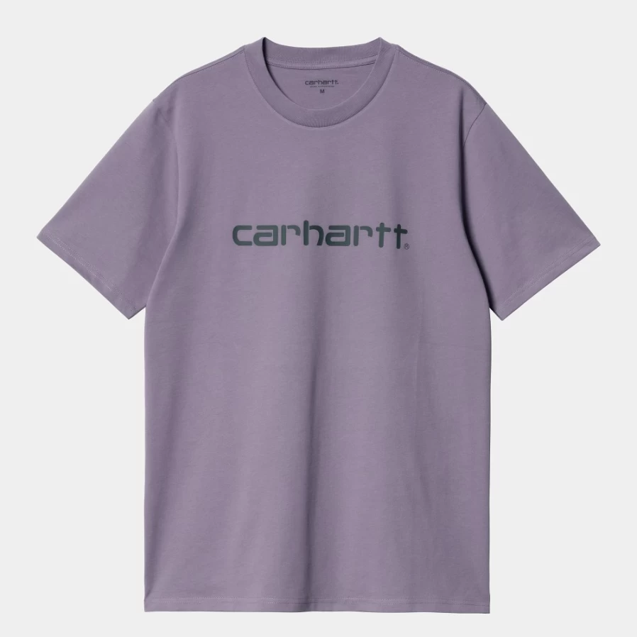 Carhartt WIP Men's Script T-Shirt in Glassy Purple & Discovery Green - Short Sleeve Casual Tee