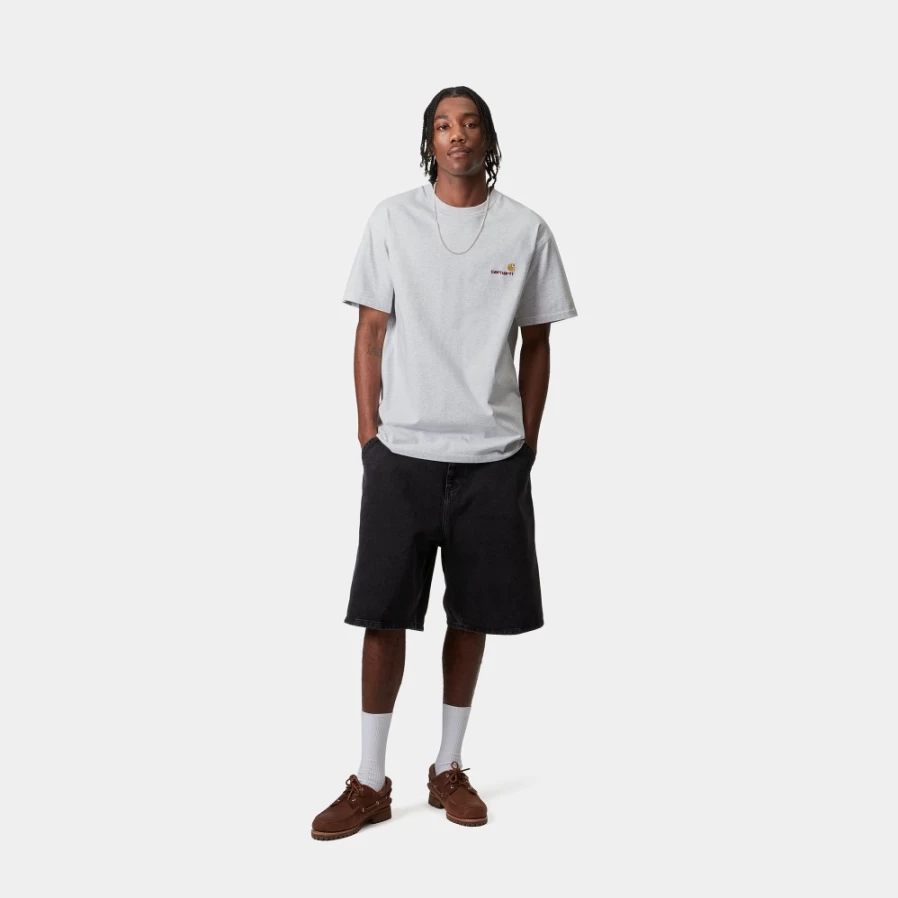 Carhartt WIP Men's American Script Short Sleeve T-Shirt in Ash Heather