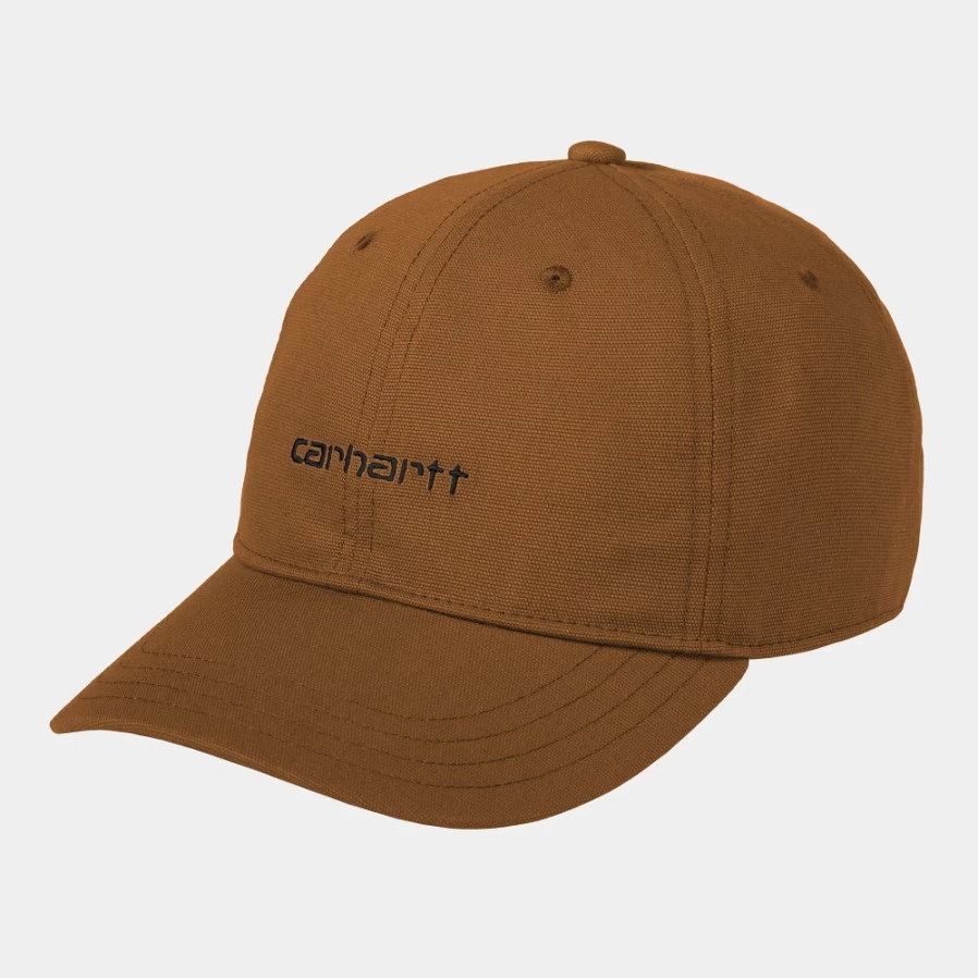 Carhartt WIP Canvas Script Cap - Deep H Brown & Black Adjustable Dad Hat