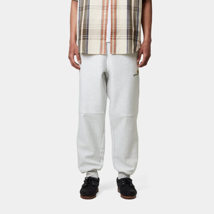 Carhartt WIP Men's American Script Jogging Pants in Ash Heather - Comfortable Athletic Sweatpants