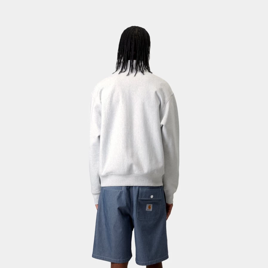 Carhartt WIP Men's Half Zip Sweatshirt in Ash Heather - American Script Pullover