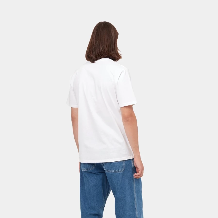 Carhartt WIP Men's S/S University T-Shirt - White & Black Casual Short Sleeve Tee