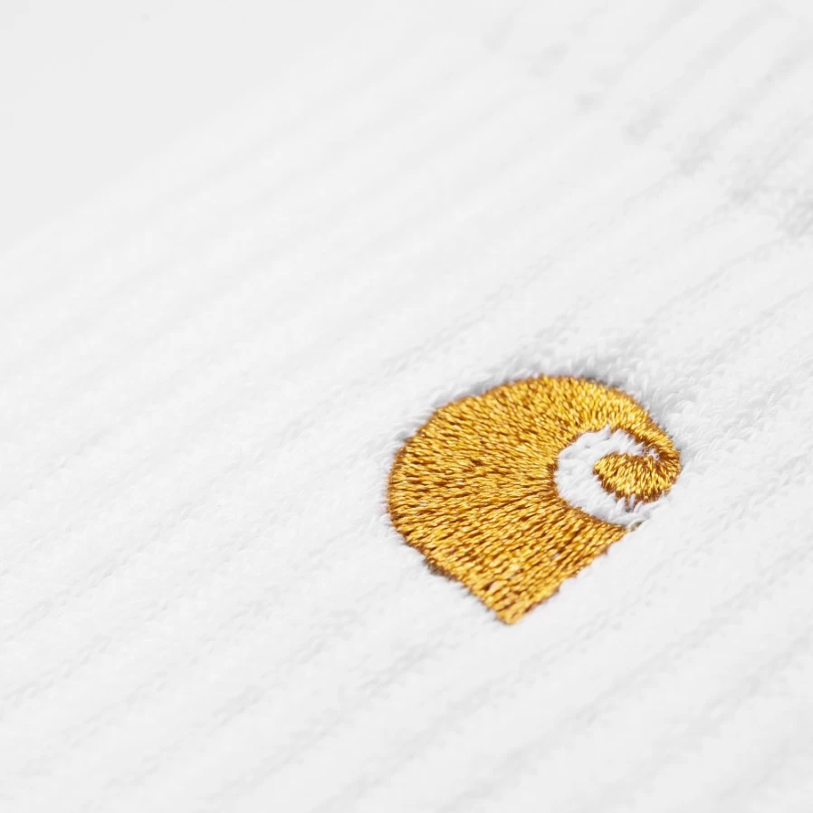 Carhartt WIP Chase Socks - White & Gold Athletic Crew Socks for Men & Women