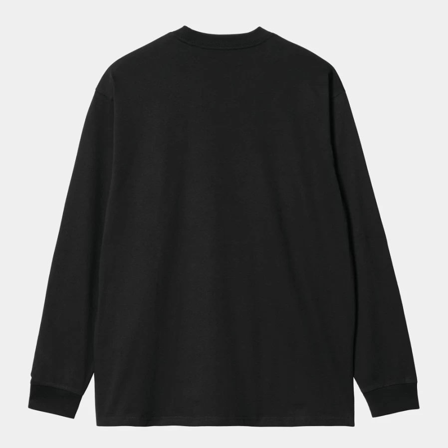 Carhartt WIP Men's Black & White Script Embroidery Long Sleeve T-Shirt