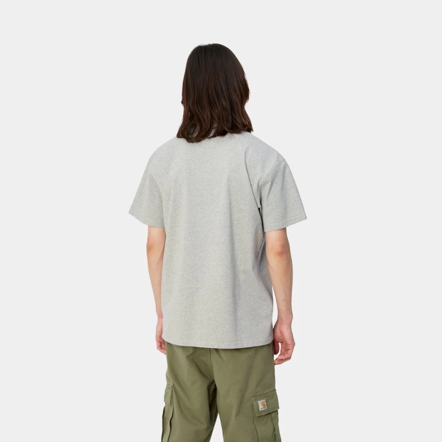 Carhartt WIP Men's Grey Heather American Script Short Sleeve T-Shirt