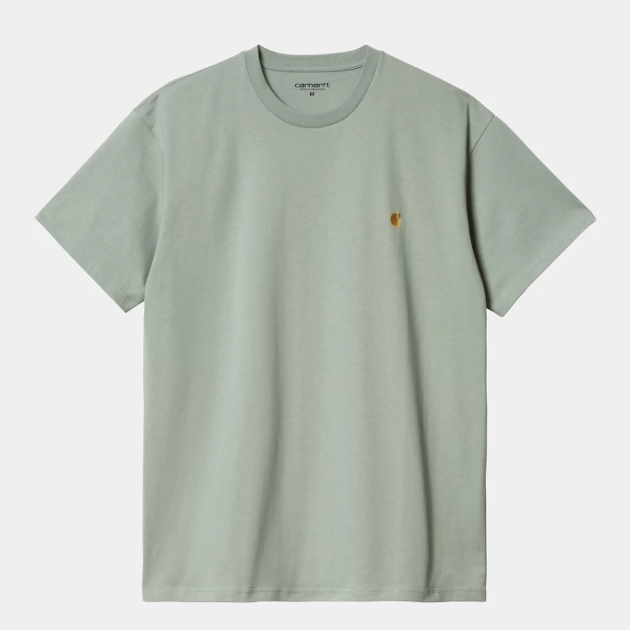 Carhartt WIP Men's S/S Chase T-Shirt in Glassy Teal & Gold