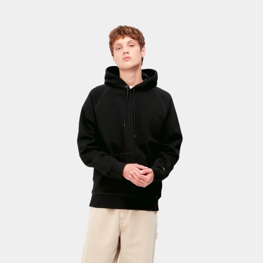 Carhartt WIP Men's Hooded Chase Sweatshirt in Black & Gold