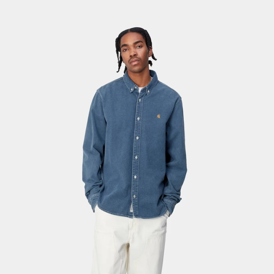 Carhartt WIP Men's Blue Long Sleeve Weldon Shirt