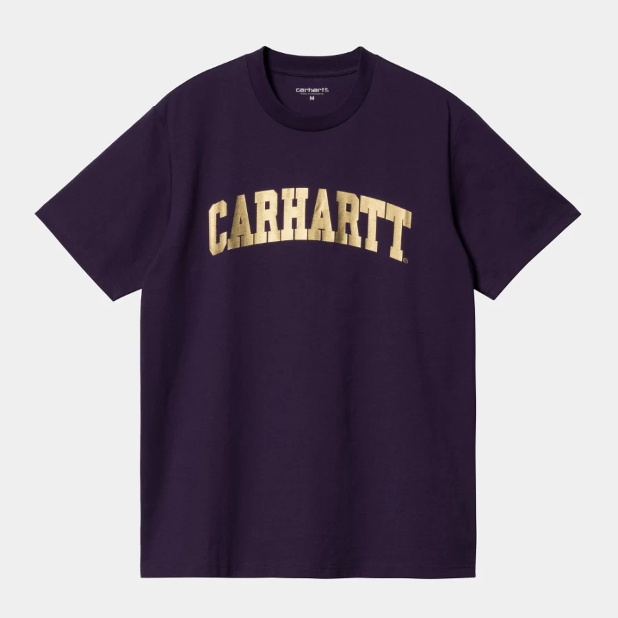 Carhartt WIP Men's S/S University T-Shirt in Cassis/Gold Color