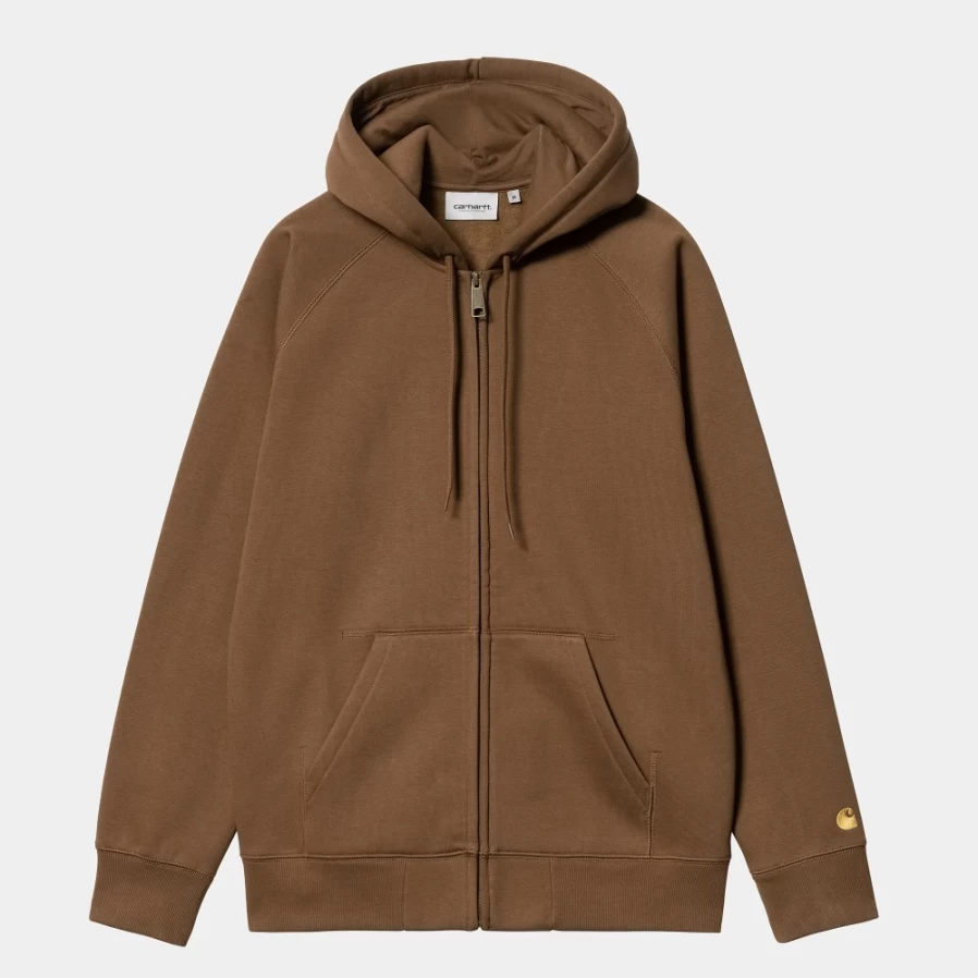 Carhartt WIP Men's Hooded Chase Jacket in Tamarind & Gold Color