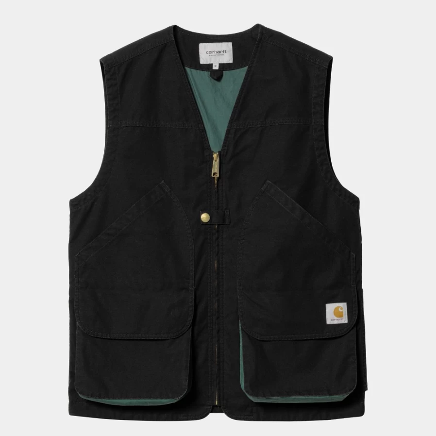 Carhartt WIP Heston Vest for Men - Black & Discovery Green Outdoor Workwear