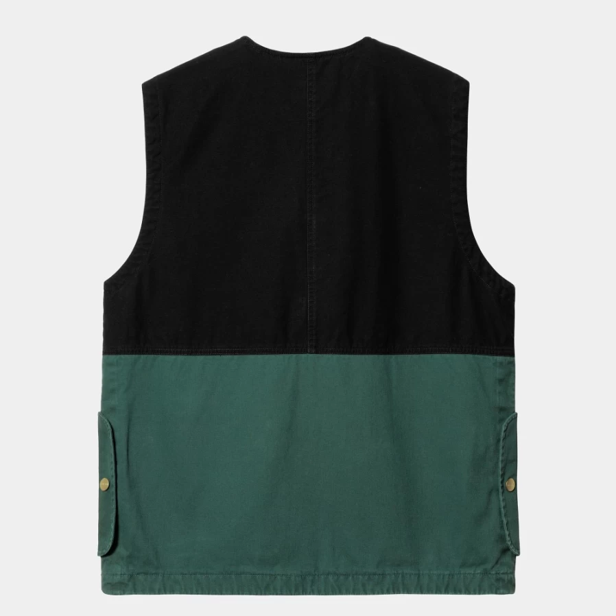 Carhartt WIP Heston Vest for Men - Black & Discovery Green Outdoor Workwear