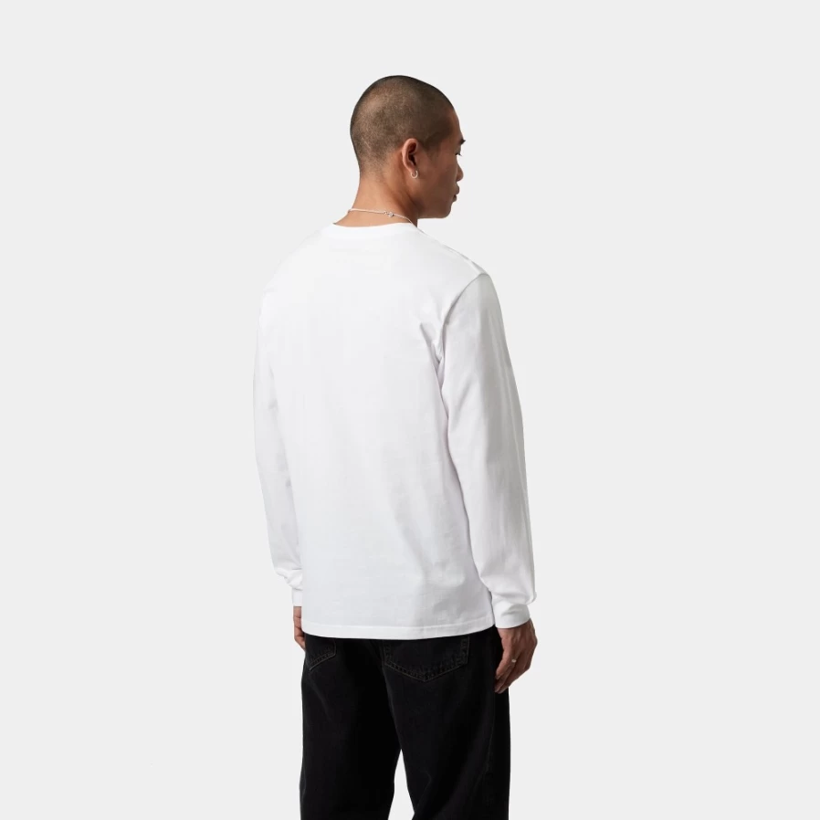 Carhartt WIP Men's Long Sleeve Base T-Shirt - White & Black Essential Crewneck Top